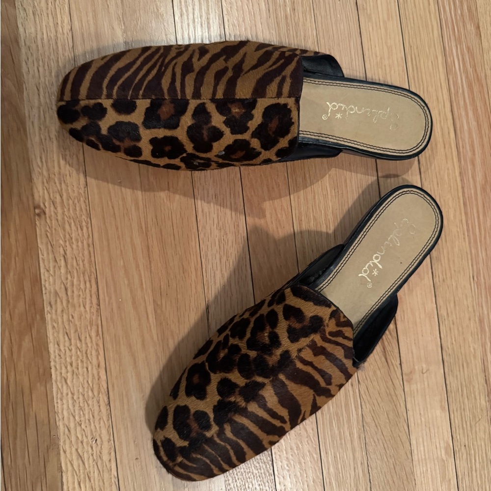 Splendid Brown and Black Mules with Animal Print